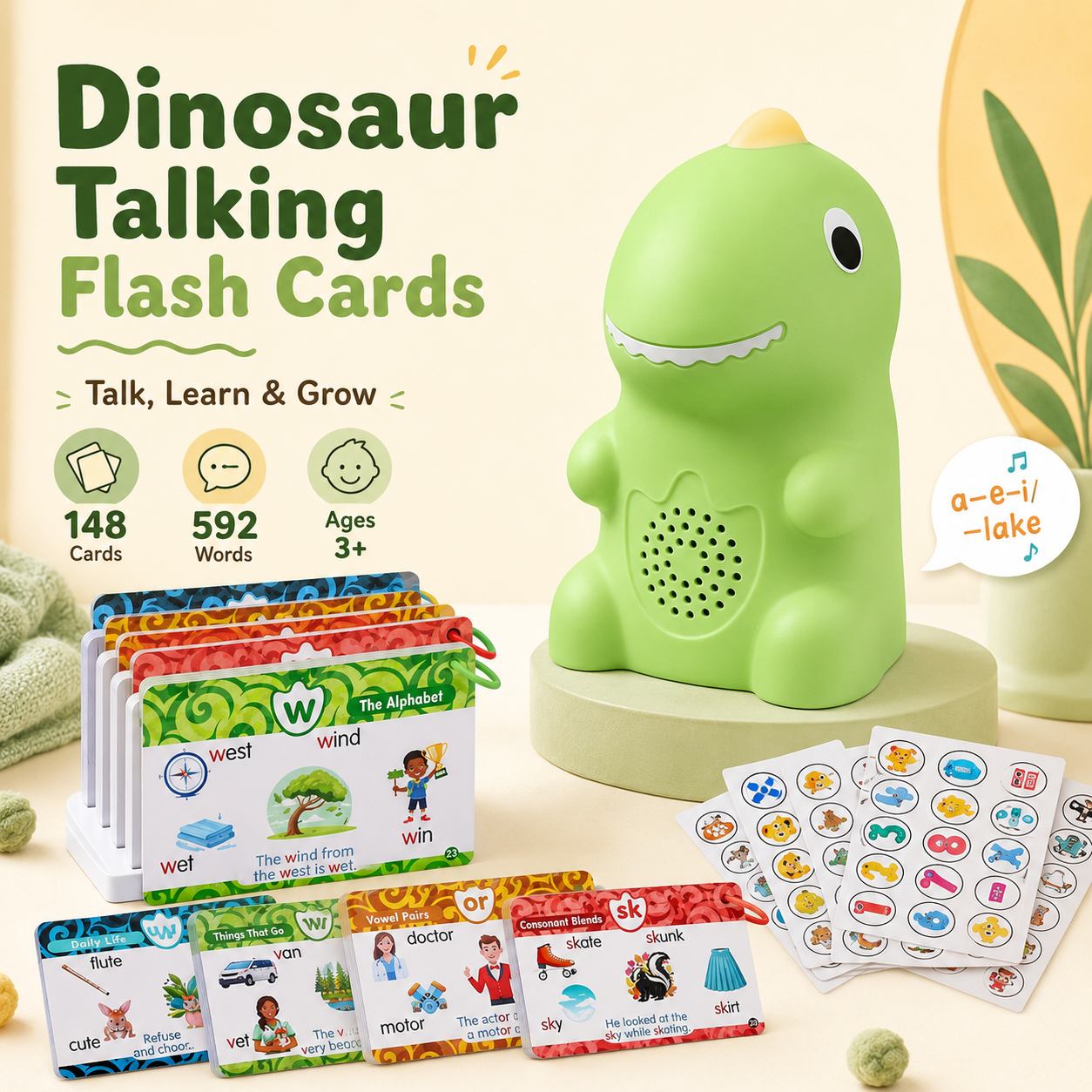 Dinosaur Talking Flash Cards – 592 Words Interactive Learning Set