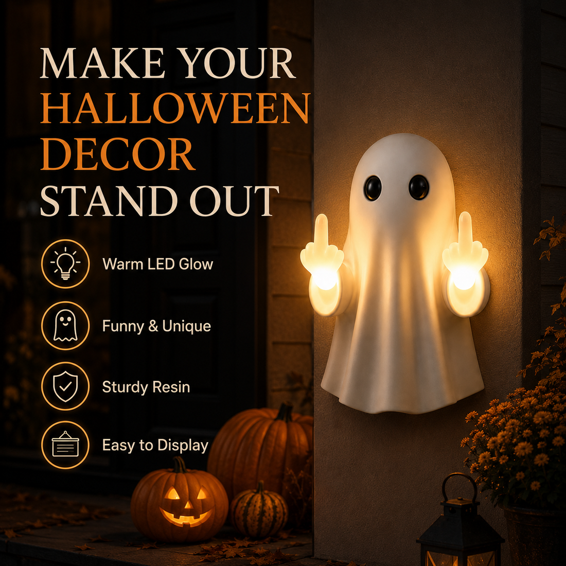 Spooky Ghost Middle Finger Wall Light