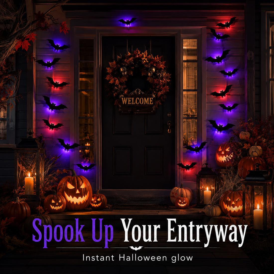 3D Glowing Bat Wall Lights – Halloween LED Decor Set