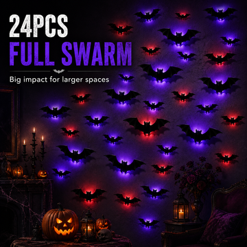 3D Glowing Bat Wall Lights – Halloween LED Decor Set