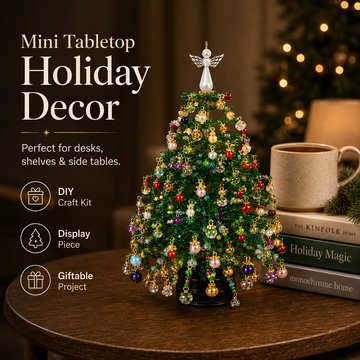 DIY Beaded Christmas Tree Kit – Handmade Crystal Bead Tabletop Holiday Decor