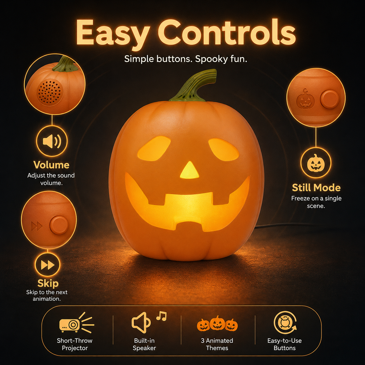 12 inch animated Halloween pumpkin dimensions